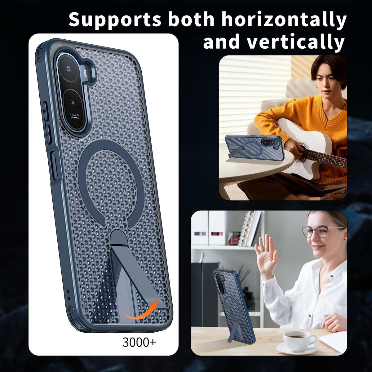 For Redmi  A7 Pro 4G / 5G 171mm Kalebol Honeycomb Cooling MagSafe Holder Phone Case - Blue - SYA003207907B