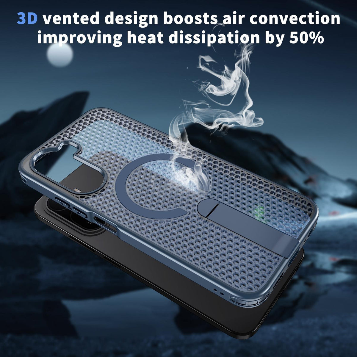 For Redmi  A7 Pro 4G / 5G 171mm Kalebol Honeycomb Cooling MagSafe Holder Phone Case - Blue - SYA003207907B