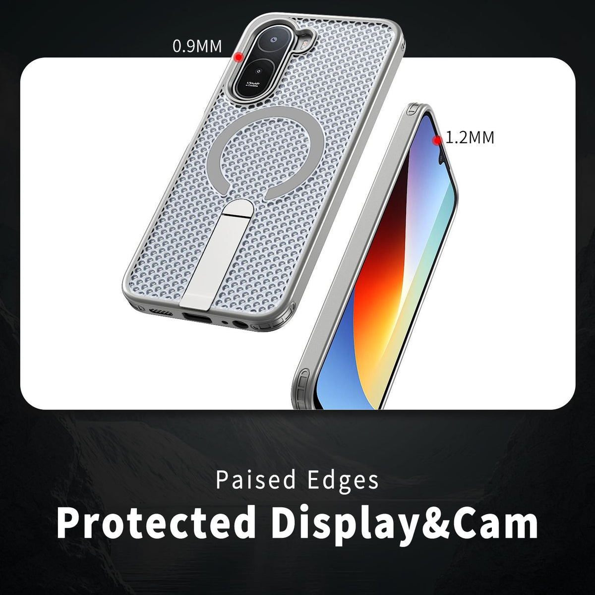For Redmi  A7 Pro 4G / 5G 171mm Kalebol Honeycomb Cooling MagSafe Holder Phone Case - Titanium Grey - SYA003207907C
