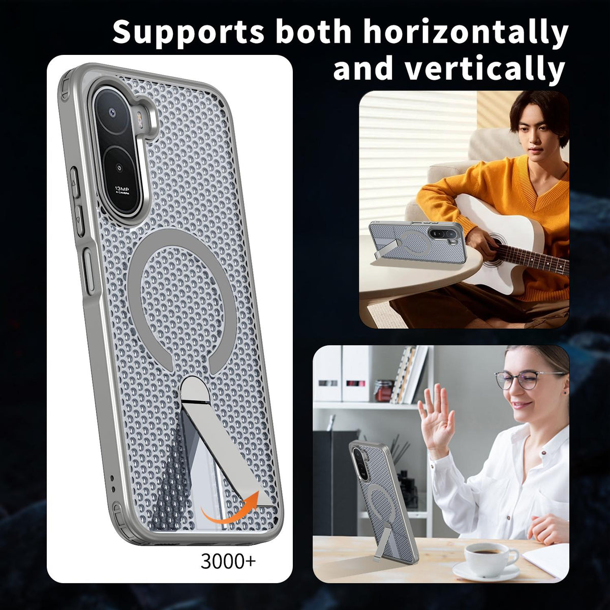 For Redmi  A7 Pro 4G / 5G 171mm Kalebol Honeycomb Cooling MagSafe Holder Phone Case - Titanium Grey - SYA003207907C