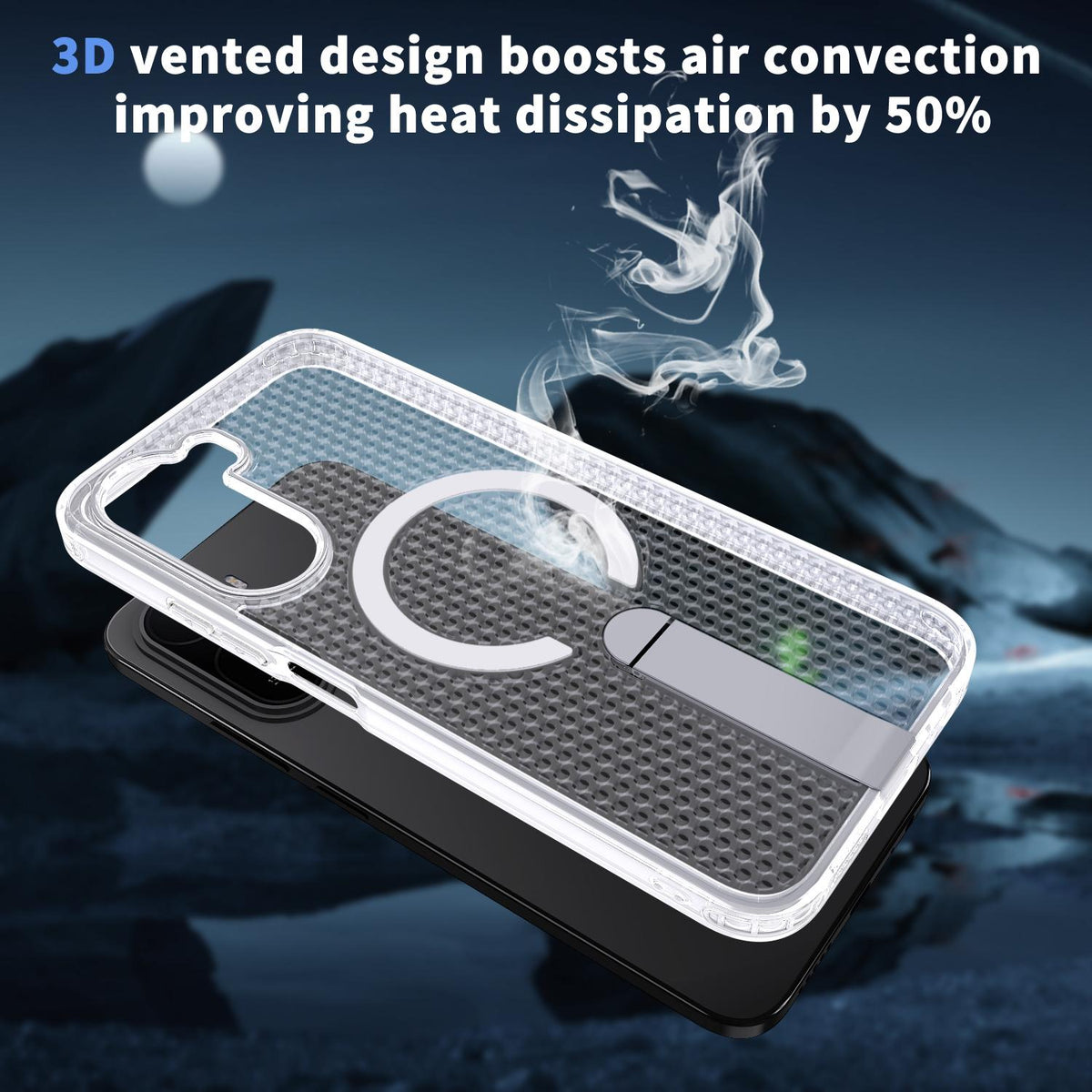 For Redmi  A7 Pro 4G / 5G 171mm Kalebol Honeycomb Cooling MagSafe Holder Phone Case - Matte Transparent - SYA003207907D
