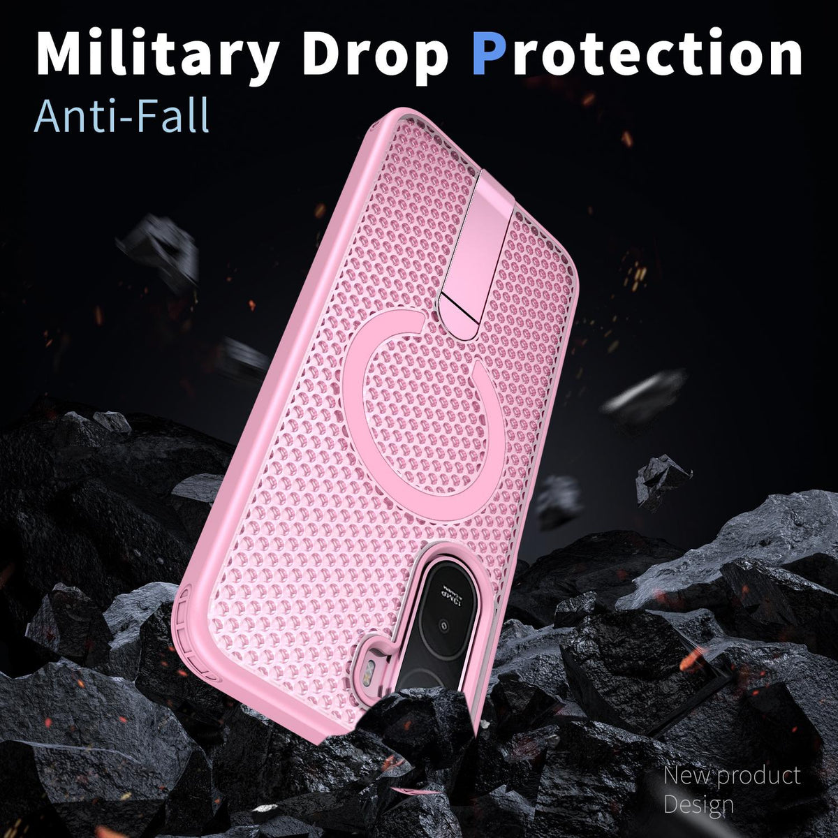 For Redmi  A7 Pro 4G / 5G 171mm Kalebol Honeycomb Cooling MagSafe Holder Phone Case - Cherry Blossom Pink - SYA003207907E