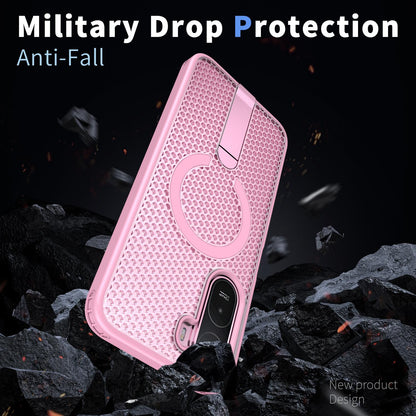 For Redmi  A7 Pro 4G / 5G 171mm Kalebol Honeycomb Cooling MagSafe Holder Phone Case - Cherry Blossom Pink - SYA003207907E