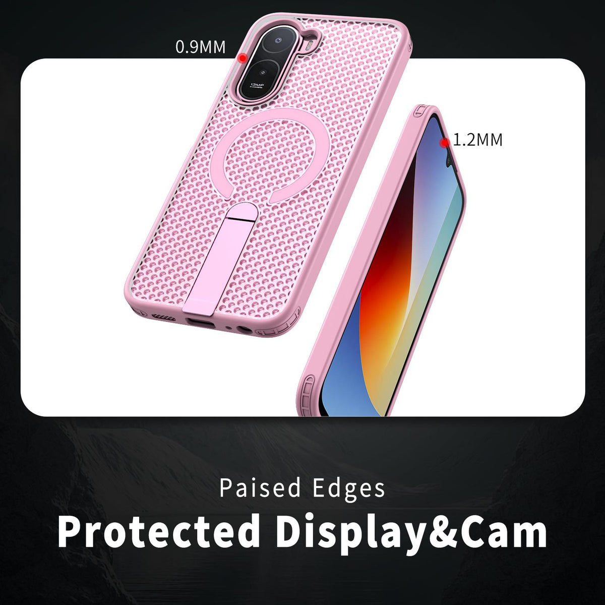 For Redmi  A7 Pro 4G / 5G 171mm Kalebol Honeycomb Cooling MagSafe Holder Phone Case - Cherry Blossom Pink - SYA003207907E
