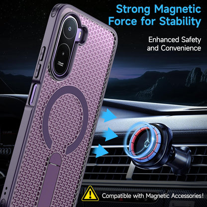 For Redmi  A7 Pro 4G / 5G 171mm Kalebol Honeycomb Cooling MagSafe Holder Phone Case - Purple - SYA003207907F
