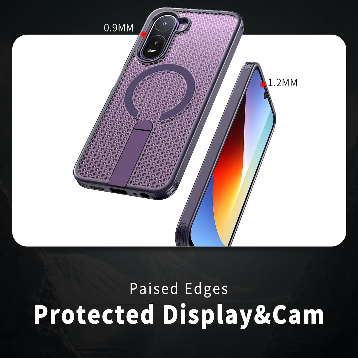 For Redmi  A7 Pro 4G / 5G 171mm Kalebol Honeycomb Cooling MagSafe Holder Phone Case - Purple - SYA003207907F