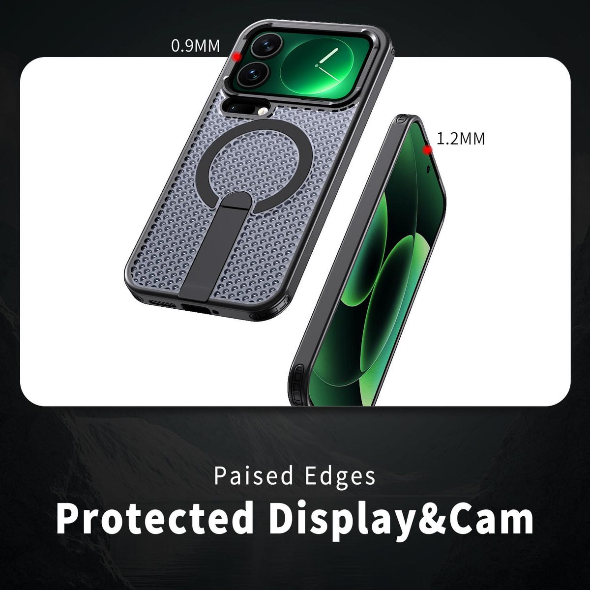 For Xiaomi 17 Pro Kalebol Honeycomb Cooling MagSafe Holder Phone Case - Black - SYA003207911A