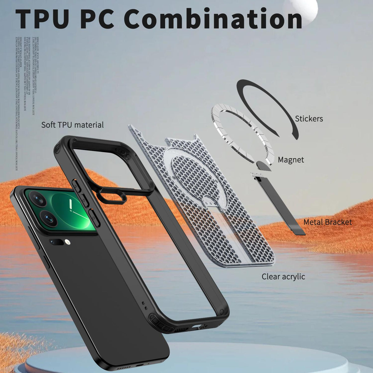 For Xiaomi 17 Pro Kalebol Honeycomb Cooling MagSafe Holder Phone Case - Black - SYA003207911A