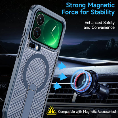 For Xiaomi 17 Pro Kalebol Honeycomb Cooling MagSafe Holder Phone Case - Blue - SYA003207911B