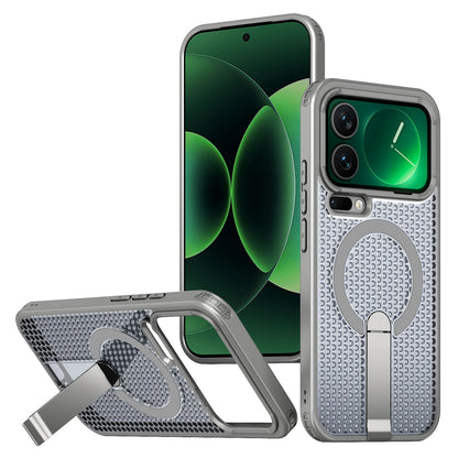 For Xiaomi 17 Pro Kalebol Honeycomb Cooling MagSafe Holder Phone Case - Titanium Grey - SYA003207911C