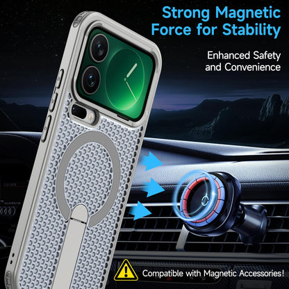 For Xiaomi 17 Pro Kalebol Honeycomb Cooling MagSafe Holder Phone Case - Titanium Grey - SYA003207911C