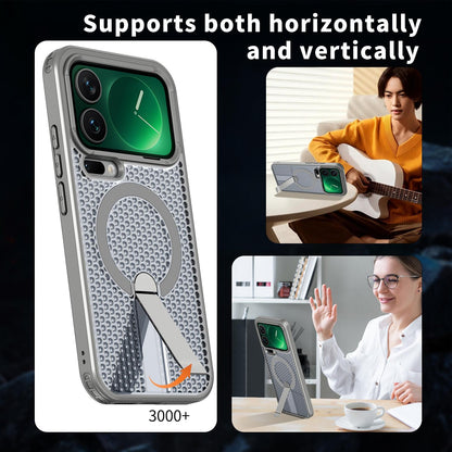 For Xiaomi 17 Pro Kalebol Honeycomb Cooling MagSafe Holder Phone Case - Titanium Grey - SYA003207911C