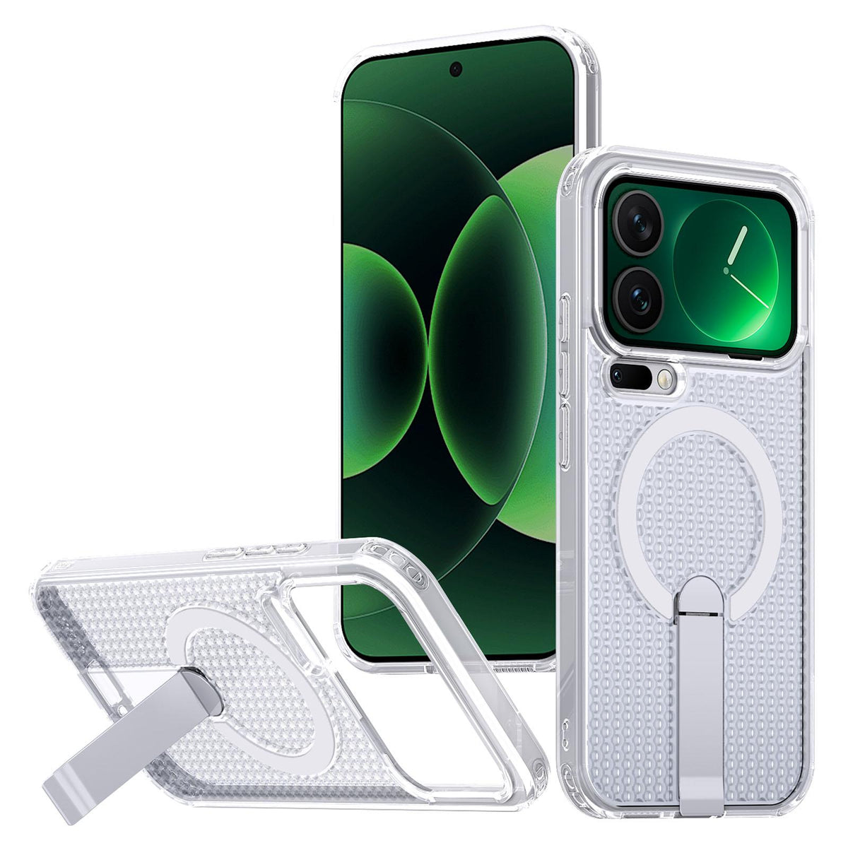 For Xiaomi 17 Pro Kalebol Honeycomb Cooling MagSafe Holder Phone Case - Matte Transparent - SYA003207911D