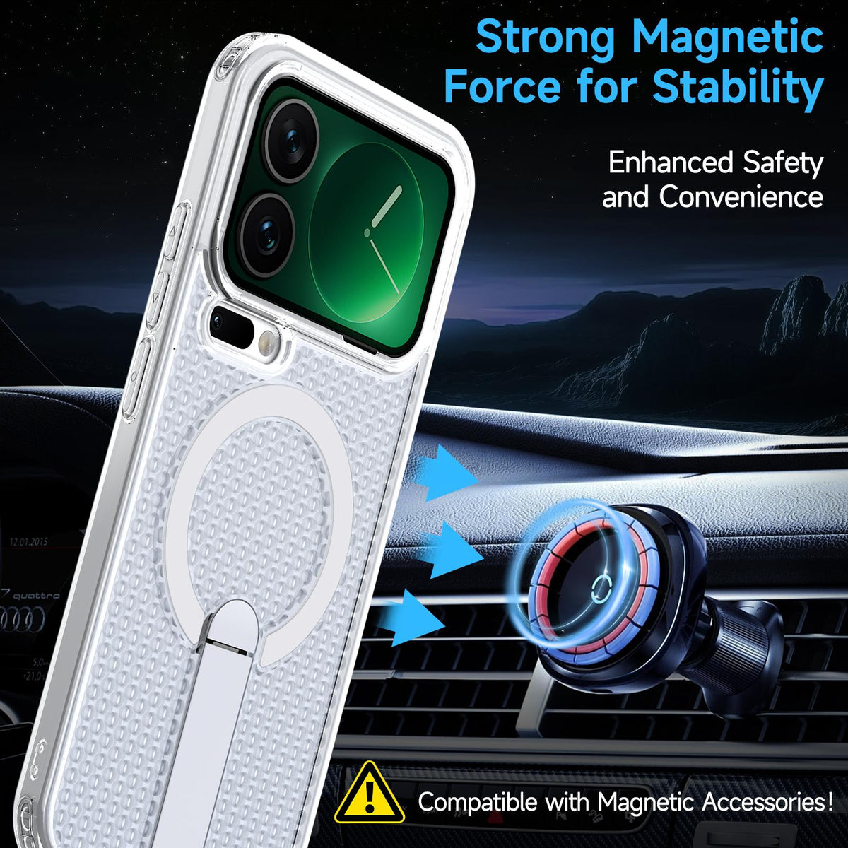 For Xiaomi 17 Pro Kalebol Honeycomb Cooling MagSafe Holder Phone Case - Matte Transparent - SYA003207911D
