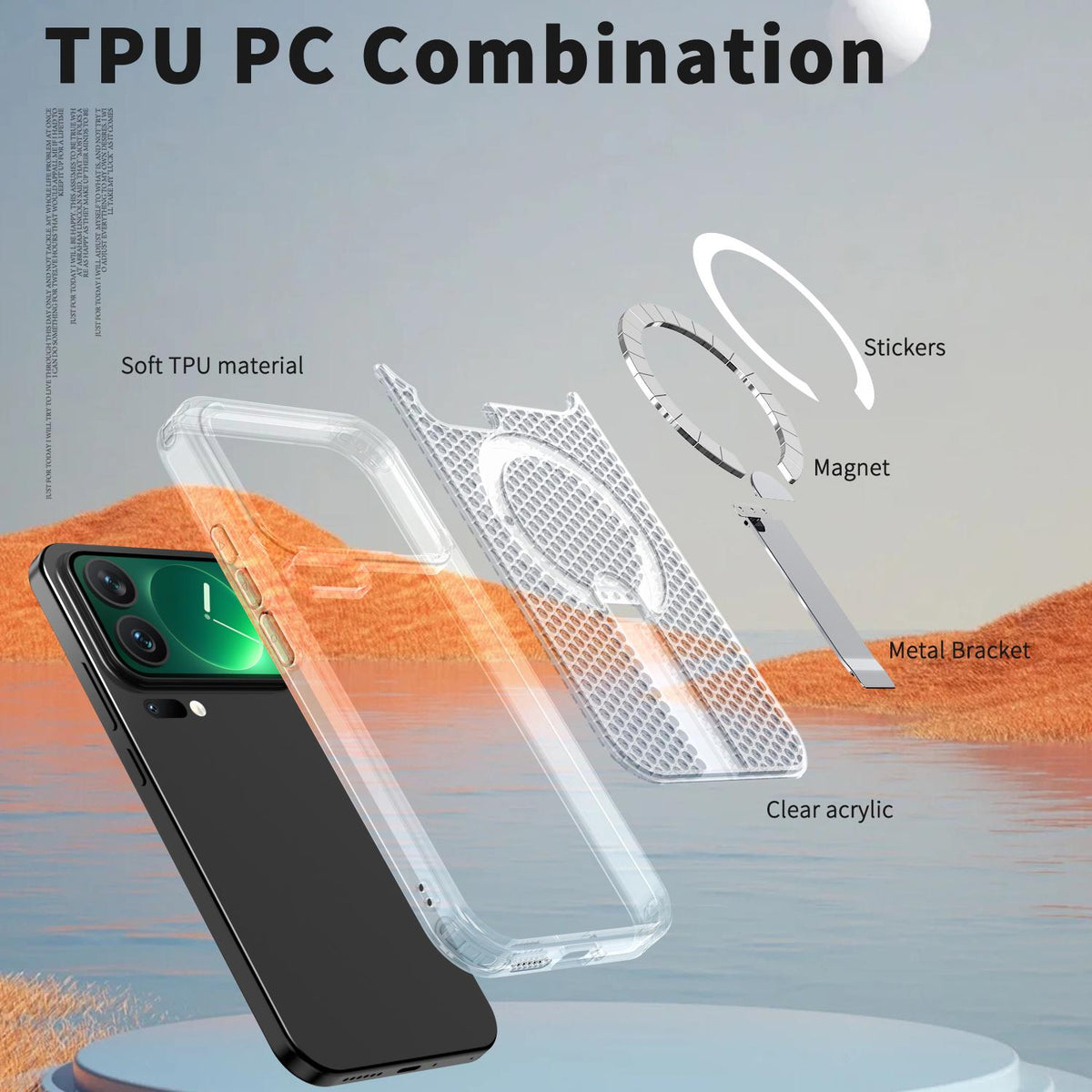 For Xiaomi 17 Pro Kalebol Honeycomb Cooling MagSafe Holder Phone Case - Matte Transparent - SYA003207911D