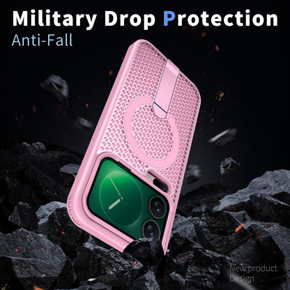 For Xiaomi 17 Pro Kalebol Honeycomb Cooling MagSafe Holder Phone Case - Cherry Blossom Pink - SYA003207911E