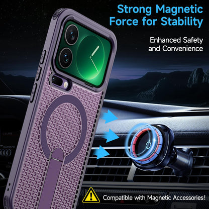 For Xiaomi 17 Pro Kalebol Honeycomb Cooling MagSafe Holder Phone Case - Purple - SYA003207911F