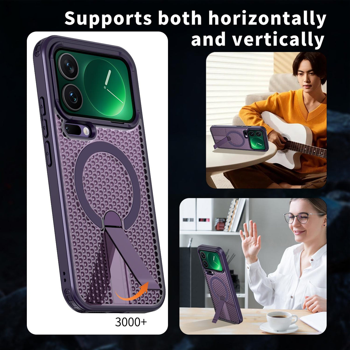 For Xiaomi 17 Pro Kalebol Honeycomb Cooling MagSafe Holder Phone Case - Purple - SYA003207911F