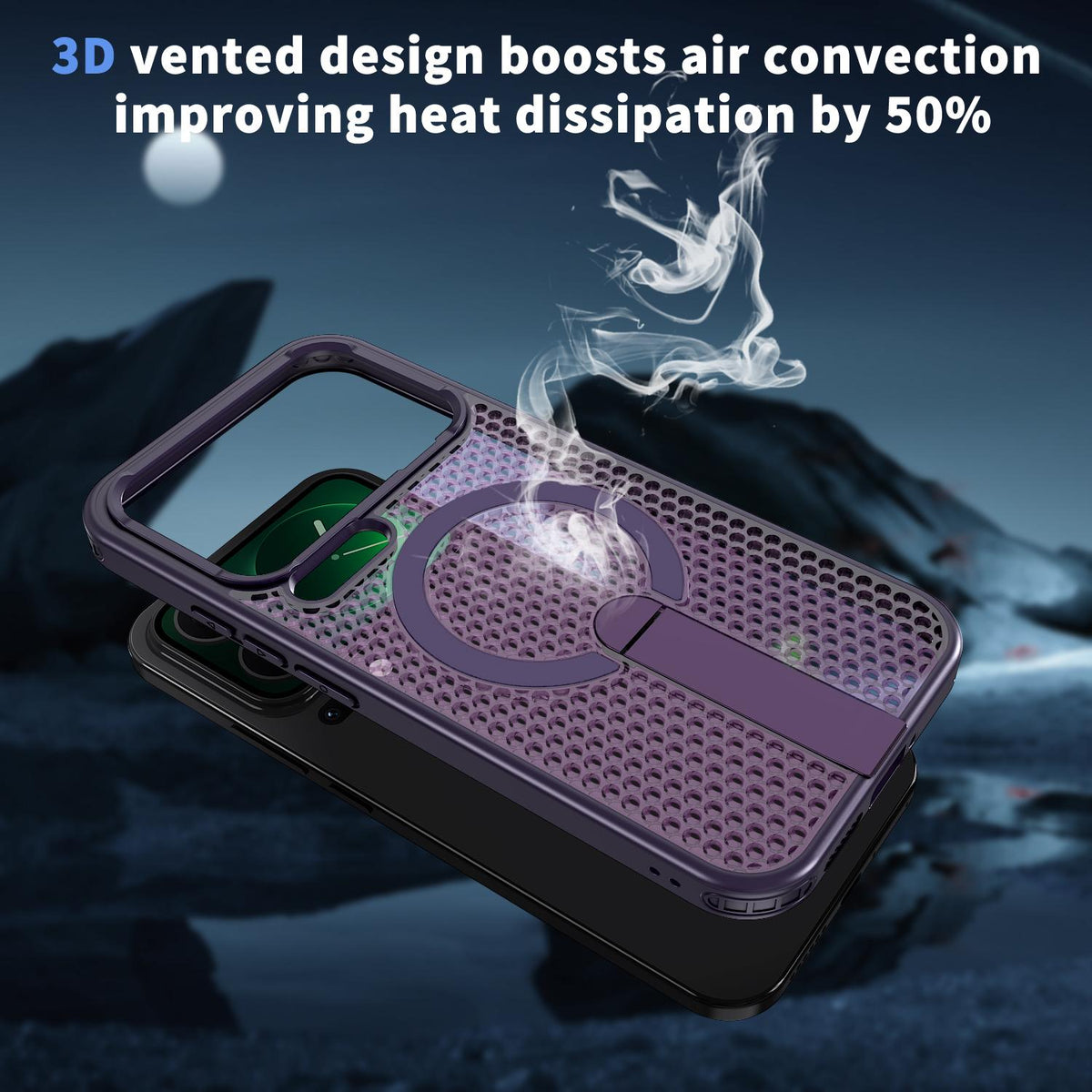 For Xiaomi 17 Pro Kalebol Honeycomb Cooling MagSafe Holder Phone Case - Purple - SYA003207911F