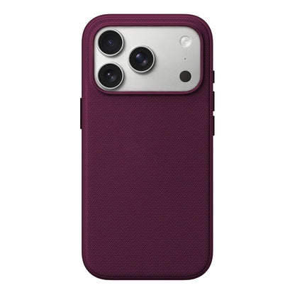 For iPhone 17 Official Tech Fabric Texture Side-Adhesive TPU Magnetic Phone Case with Camera Button - Cherry Red - SYA003209503H