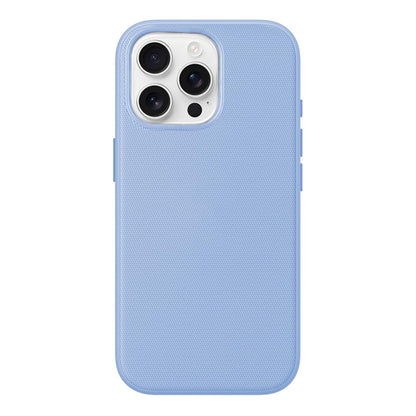 For iPhone 16 Official Tech Fabric Texture Side-Adhesive TPU Magnetic Phone Case with Camera Button - Light Blue - SYA003209507G