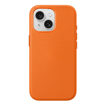 For iPhone 14 Pro Official Tech Fabric Texture Side-Adhesive TPU Magnetic Phone Case with Camera Button - Orange - SYA003209512F