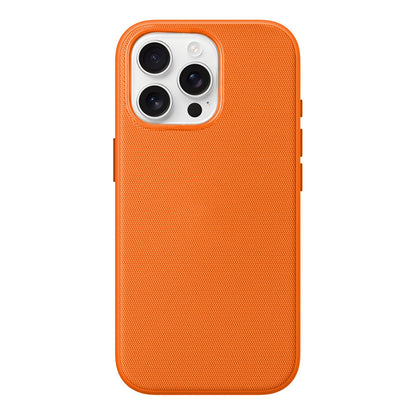 For iPhone 13 Pro Max Official Tech Fabric Texture Side-Adhesive TPU Magnetic Phone Case with Camera Button - Orange - SYA003209514F