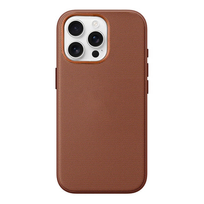 For iPhone 18 Pro Max Official Tech Fabric Texture Side-Adhesive TPU Magnetic Phone Case with Camera Button - Brown - SYA003209517A