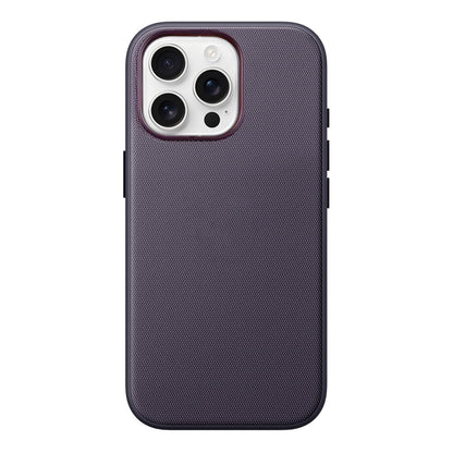 For iPhone 18 Pro Max Official Tech Fabric Texture Side-Adhesive TPU Magnetic Phone Case with Camera Button - Purple - SYA003209517E