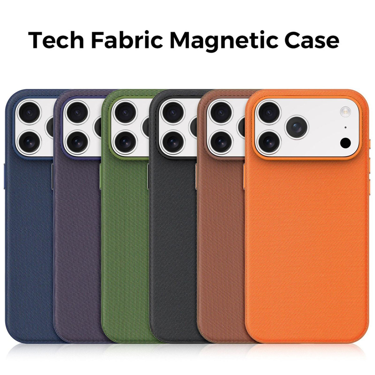 For iPhone 16 Pro Max Official Tech Fabric Texture Side-Adhesive TPU Magnetic Phone Case with Camera Button - Orange - SYA003209505F