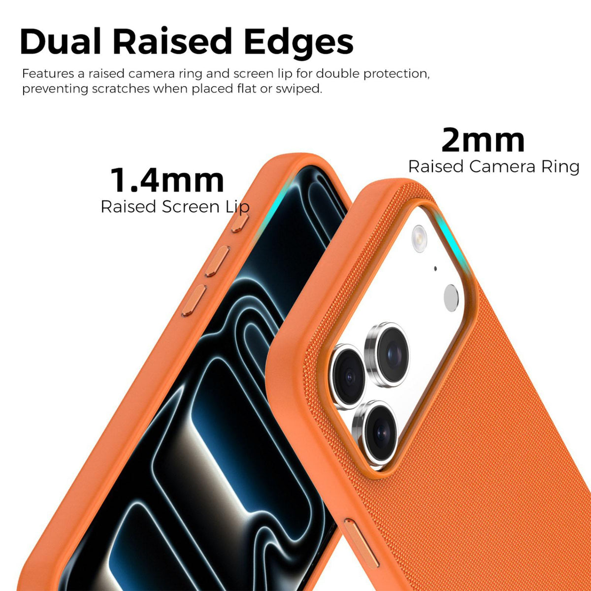 For iPhone 16 Pro Max Official Tech Fabric Texture Side-Adhesive TPU Magnetic Phone Case with Camera Button - Orange - SYA003209505F