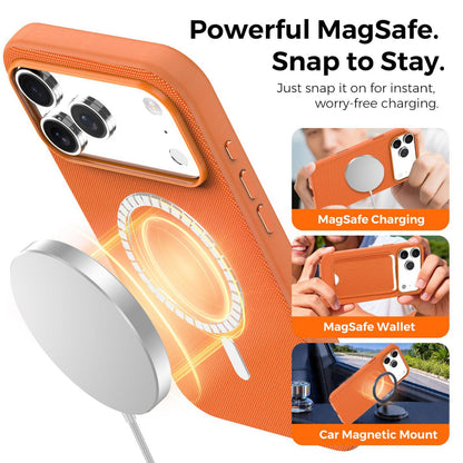 For iPhone Air Official Tech Fabric Texture Side-Adhesive TPU Magnetic Phone Case with Camera Button - Cherry Red - SYA003209504H
