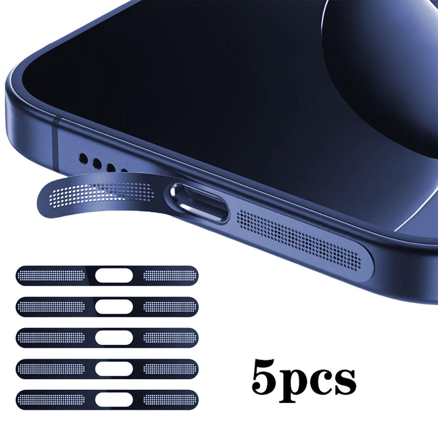 For iPhone 17 Pro Max 5pcs High-Density Metallic Integrated Speaker Dust Cover(Blue)