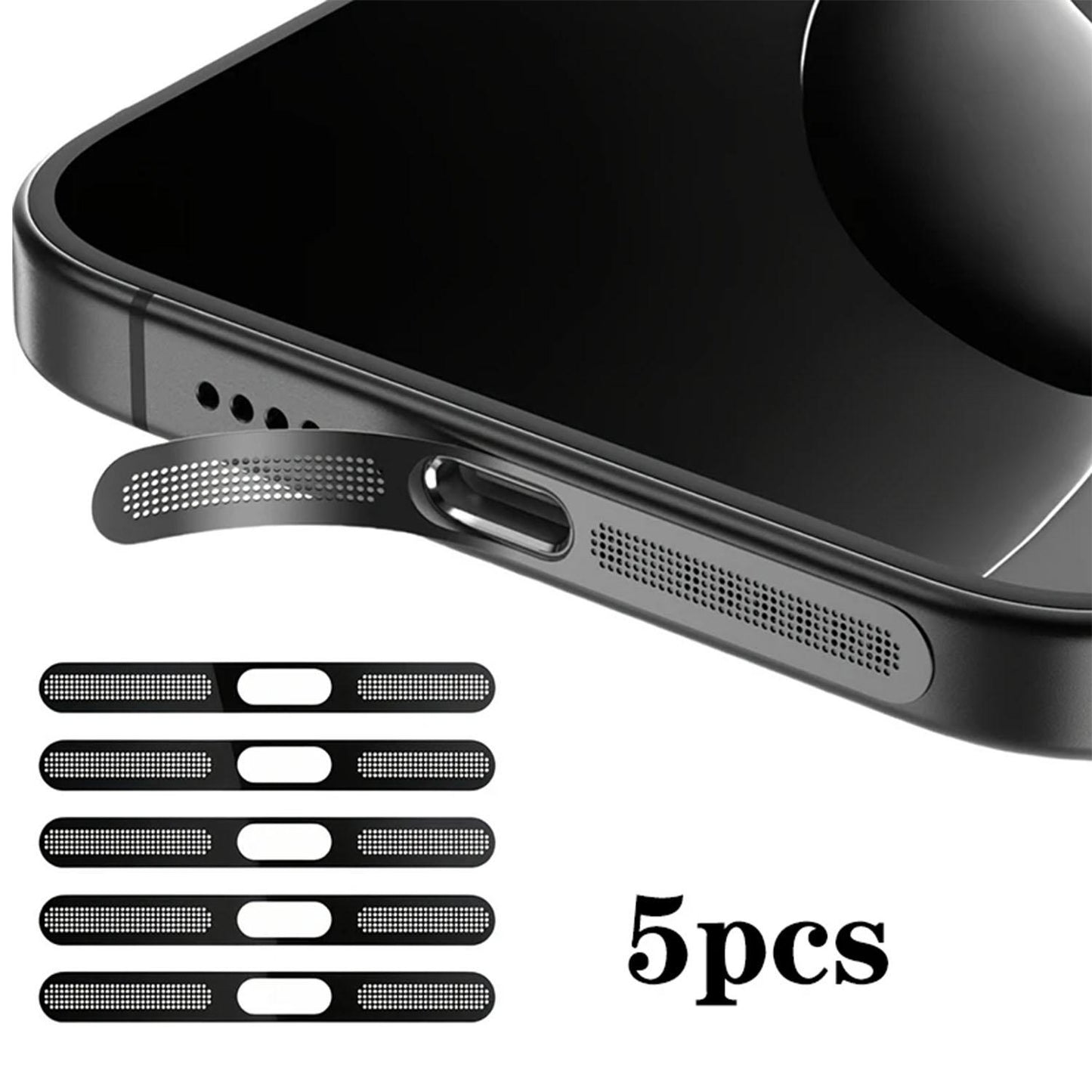 For iPhone 17 5pcs High-Density Metallic Integrated Speaker Dust Cover(Black)