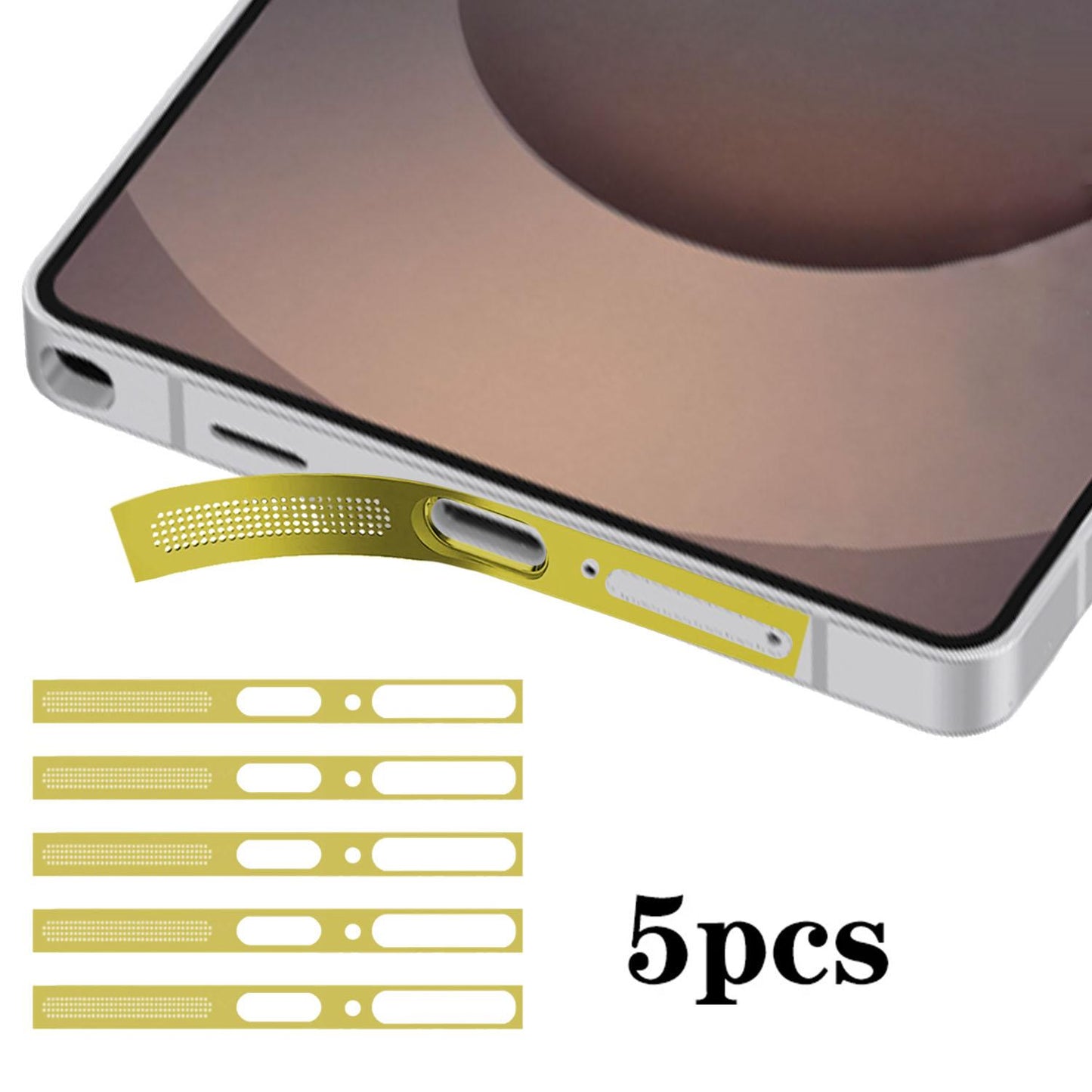 For Samsung Galaxy S26 Ultra 5G 5pcs High-Density Metallic Integrated Speaker Dust Cover(Gold)