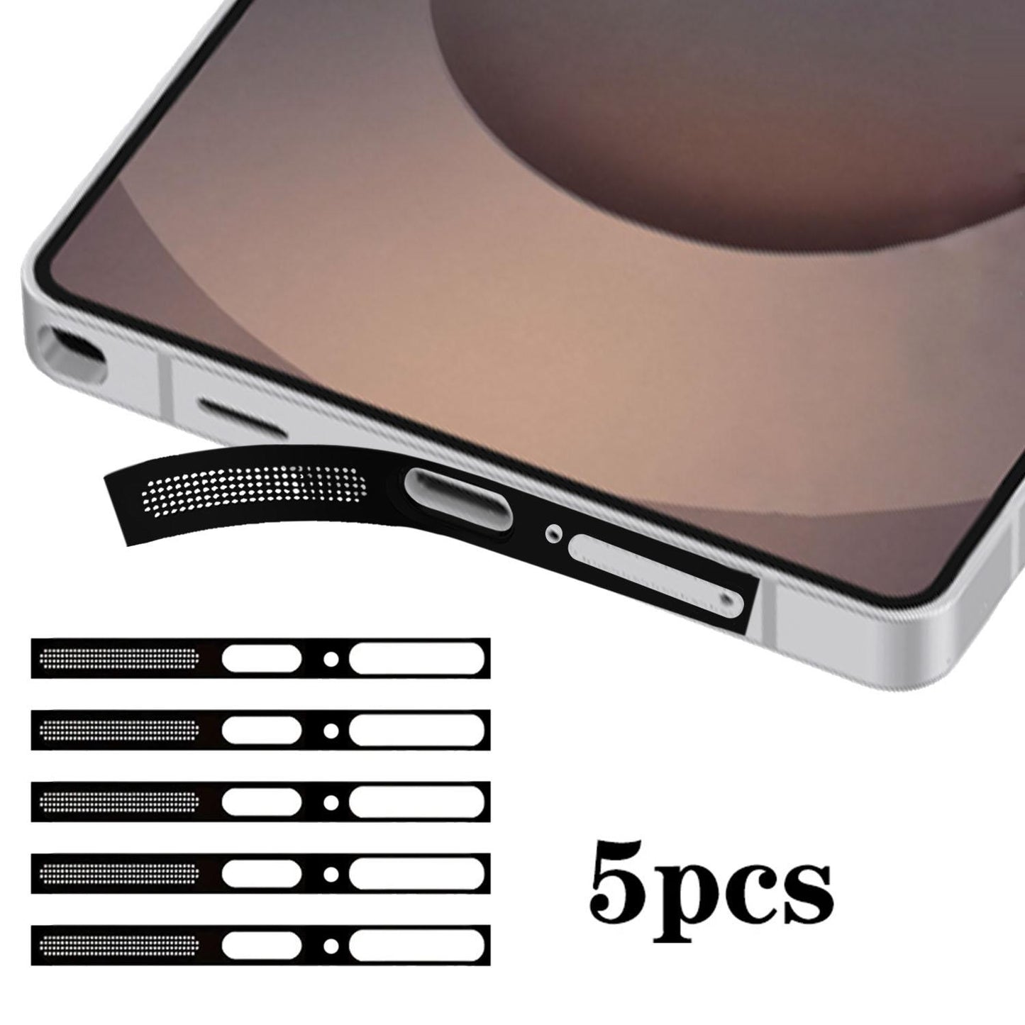 For Samsung Galaxy S25 Ultra 5G 5pcs High-Density Metallic Integrated Speaker Dust Cover(Black)