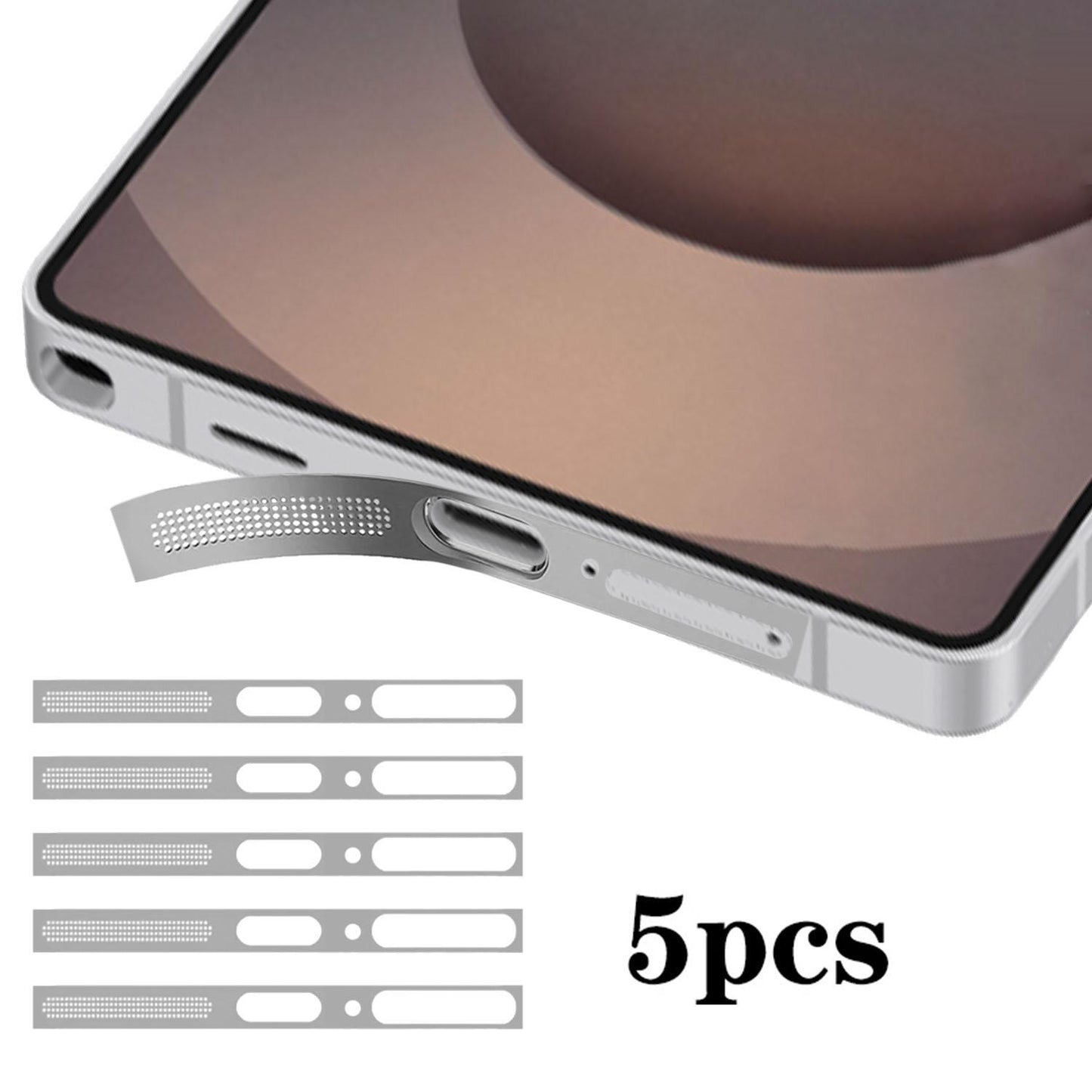 For Samsung Galaxy S25 Ultra 5G 5pcs High-Density Metallic Integrated Speaker Dust Cover(Silver)