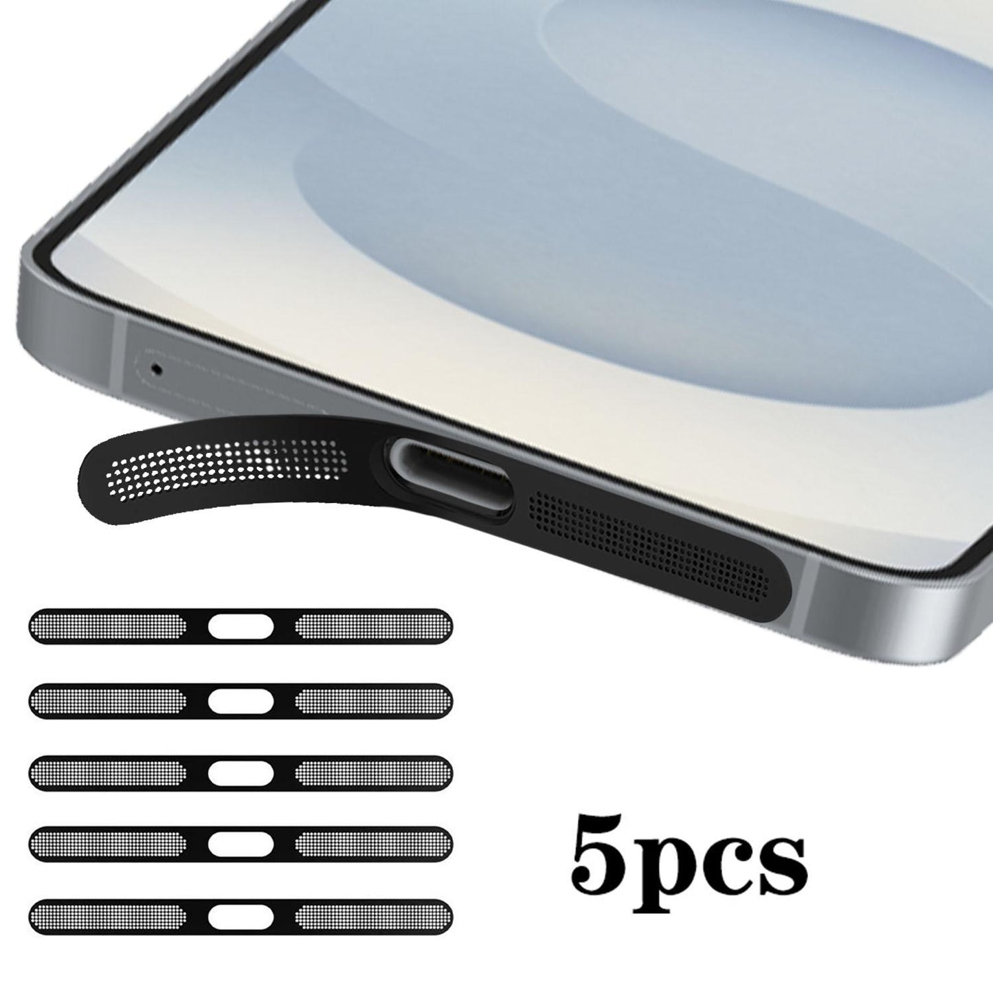 For Samsung Galaxy S25 5G 5pcs High-Density Metallic Integrated Speaker Dust Cover(Black)