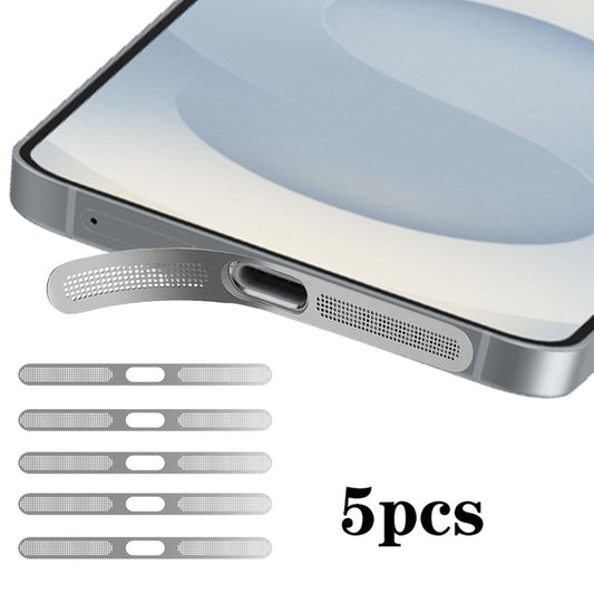 For Samsung Galaxy S25 5G 5pcs High-Density Metallic Integrated Speaker Dust Cover(Silver)