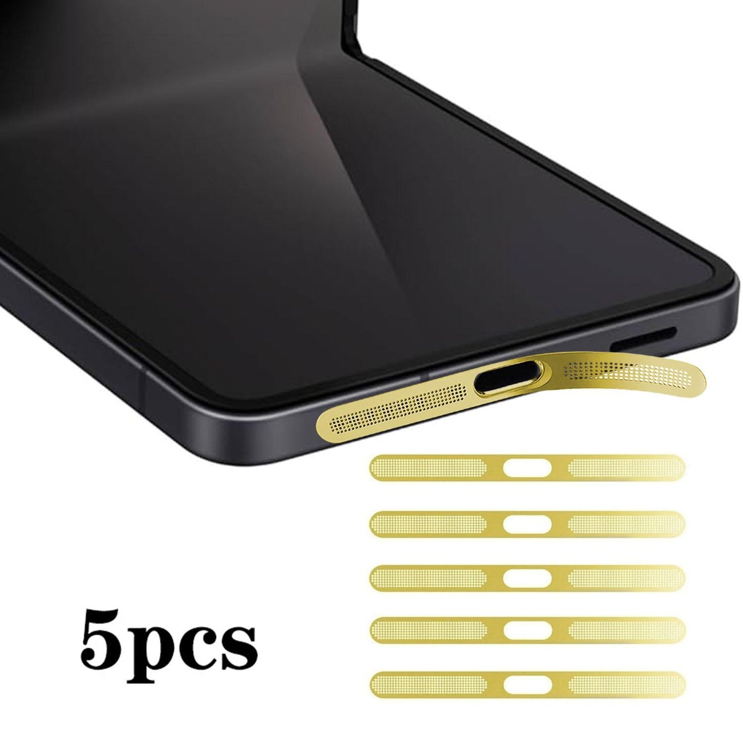 For Samsung Galaxy Z Flip6 5G 5pcs High-Density Metallic Integrated Speaker Dust Cover(Gold)