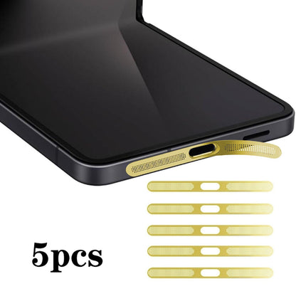 For Samsung Galaxy Z Flip6 5G 5pcs High-Density Metallic Integrated Speaker Dust Cover(Gold)