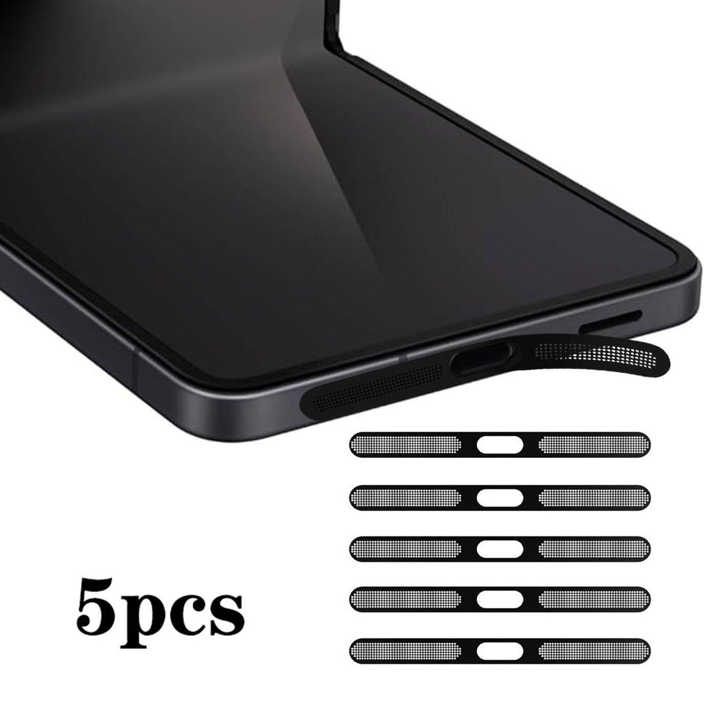 For Samsung Galaxy Z Flip7 5G 5pcs High-Density Metallic Integrated Speaker Dust Cover(Black)