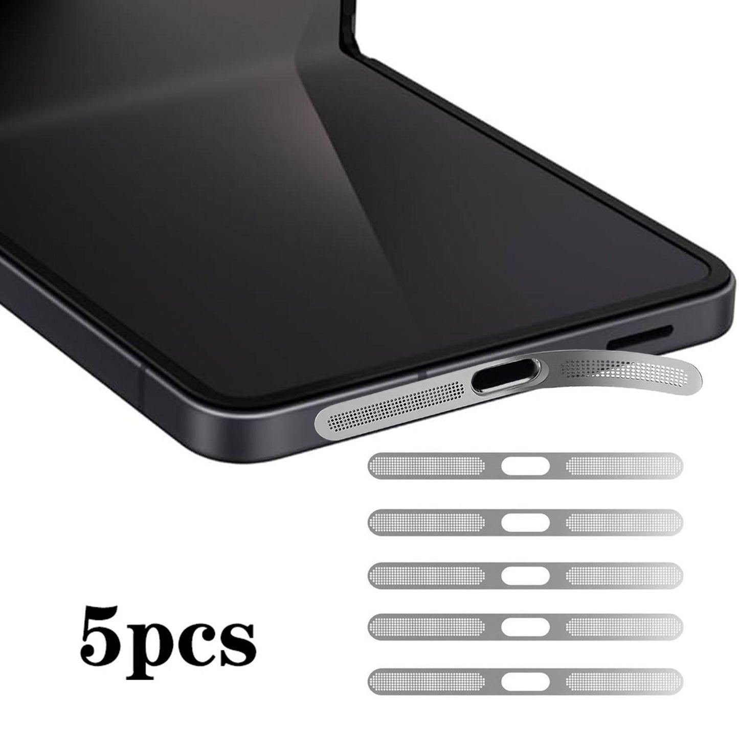 For Samsung Galaxy Z Flip7 5G 5pcs High-Density Metallic Integrated Speaker Dust Cover(Silver)