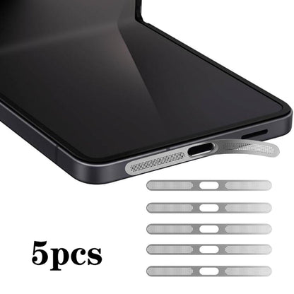 For Samsung Galaxy Z Flip7 5G 5pcs High-Density Metallic Integrated Speaker Dust Cover(Silver)