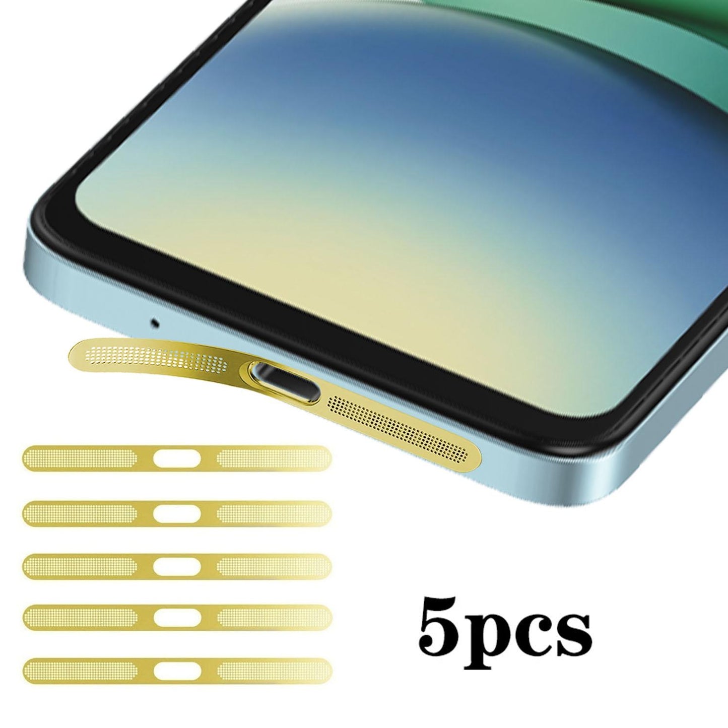For Redmi 15C 5pcs High-Density Metallic Integrated Speaker Dust Cover(Gold)
