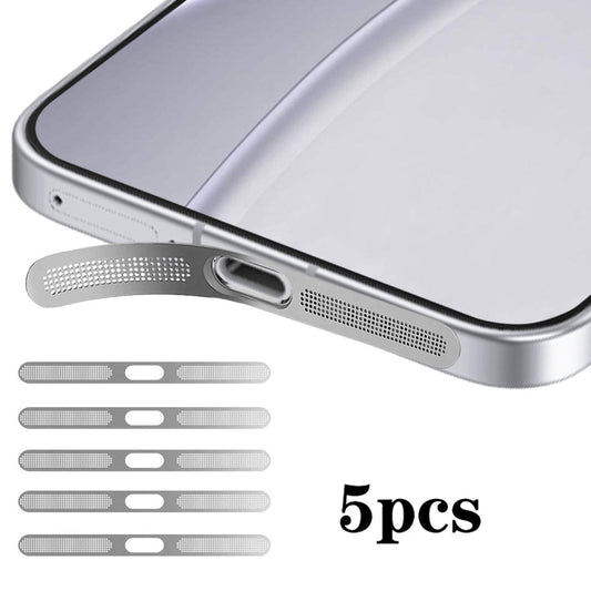 For OPPO Reno15 Pro Max 5pcs High-Density Metallic Integrated Speaker Dust Cover(Silver)