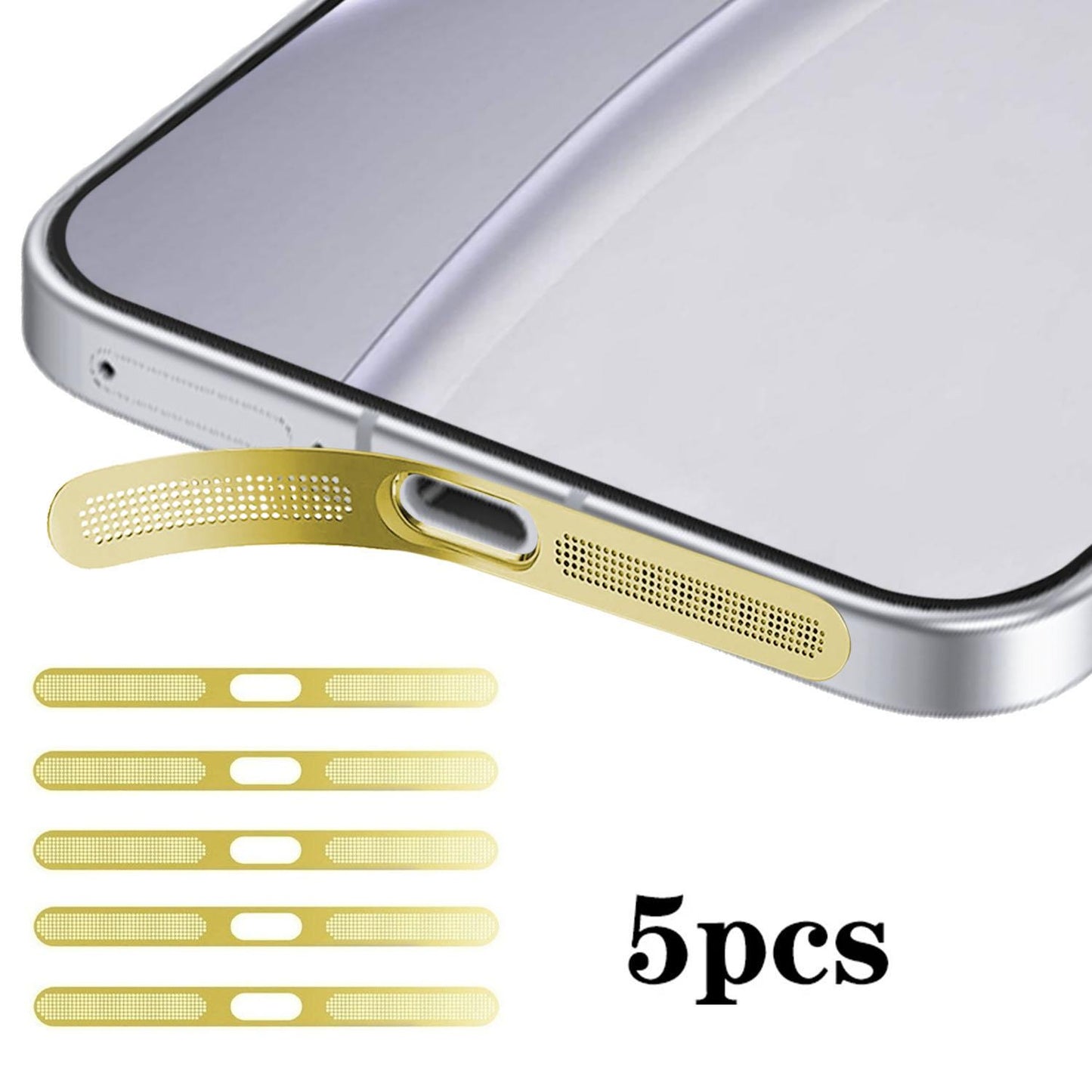 For OPPO Reno15 C 5pcs High-Density Metallic Integrated Speaker Dust Cover(Gold)