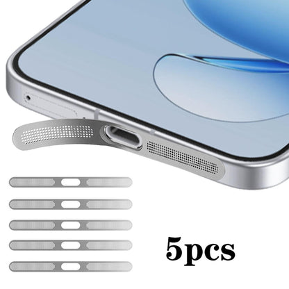For OPPO Reno14 Pro 5pcs High-Density Metallic Integrated Speaker Dust Cover(Silver)
