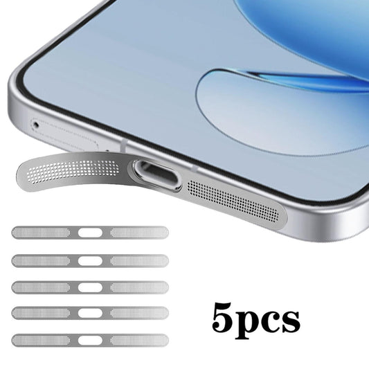 For OPPO Reno14 Pro 5pcs High-Density Metallic Integrated Speaker Dust Cover(Silver)