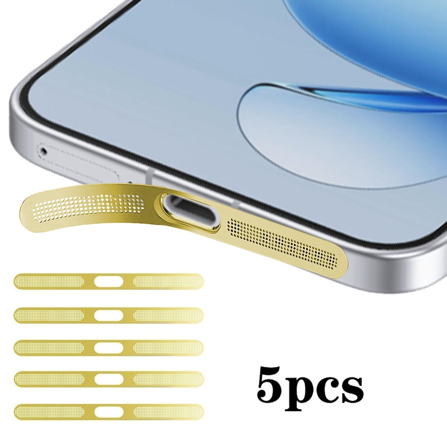 For OPPO Reno14 Pro 5pcs High-Density Metallic Integrated Speaker Dust Cover(Gold)